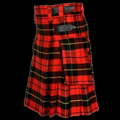 New Wallace Tartan Men's Scottish Tartan Utility Modern Kilt with Pockets