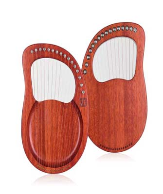 16-String Wooden Lyre Harp Metal Strings Mahogany Solid Wood String Instrument