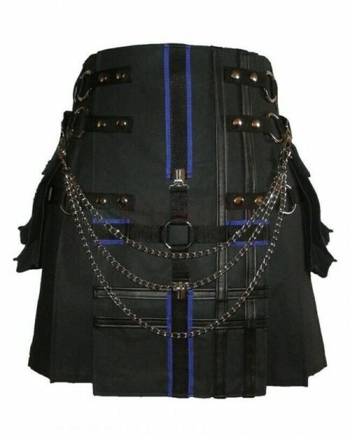Scottish Hybrid Kilt interchangeable front apron Black and Brown Kilt