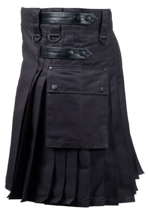 New cotton black pocket kilt