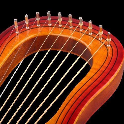 10-String Wooden Lyre Harp Metal Strings Mahogany Solid Wood String Instrument with Carry Bag