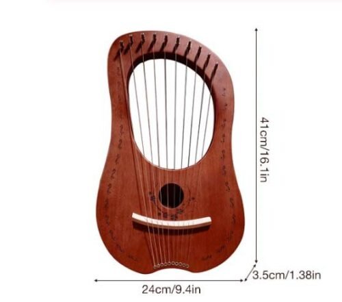 10 Metal Strings New Lyre Harp Free Carrying Case +Key