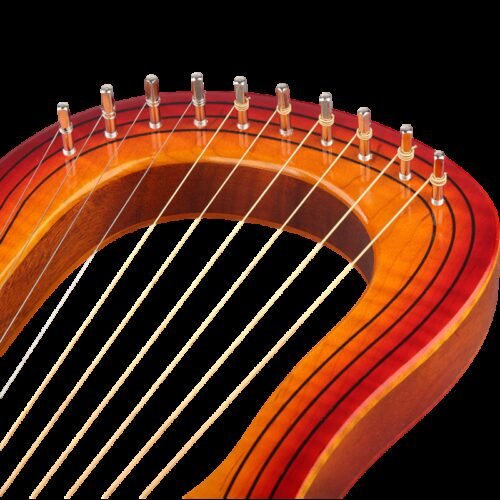 10-String Wooden Lyre Harp Metal Strings Mahogany Solid Wood String Instrument with Carry Bag