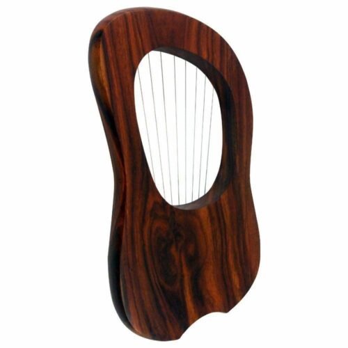 New Lyre Harp Wood 10 Metal Strings Free Carrying Case +Key.