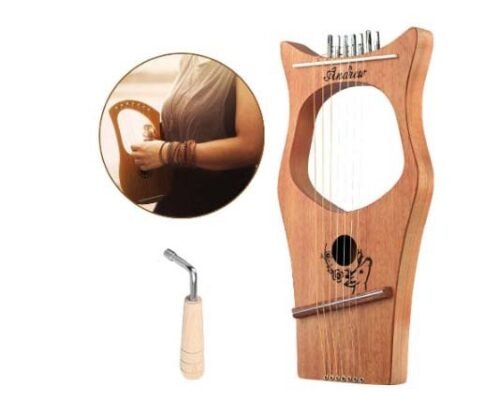 Mahogany Harp 7-string Harp Portable Lyre With Matching Tuning Tools Solid Wood Stringed Musical Instrument Mahogany Harp