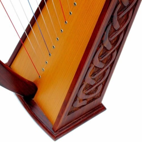 22 String Lever Rose Wood Engraving Celtic Irish Harp