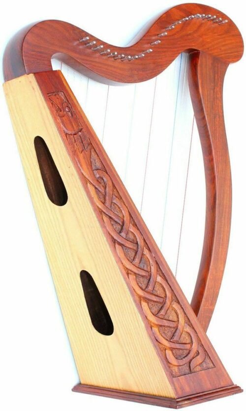 22 String Lever Rose Wood Engraving Celtic Irish Harp