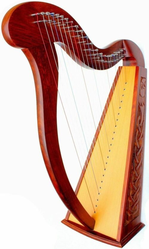 22 String Lever Rose Wood Engraving Celtic Irish Harp