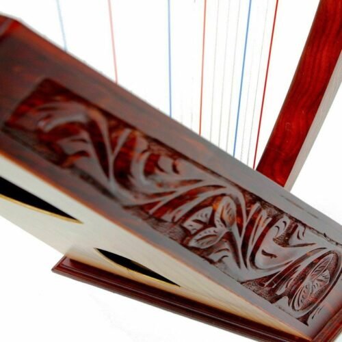 22 String Lever Rose Wood Engraving Celtic Irish Harp