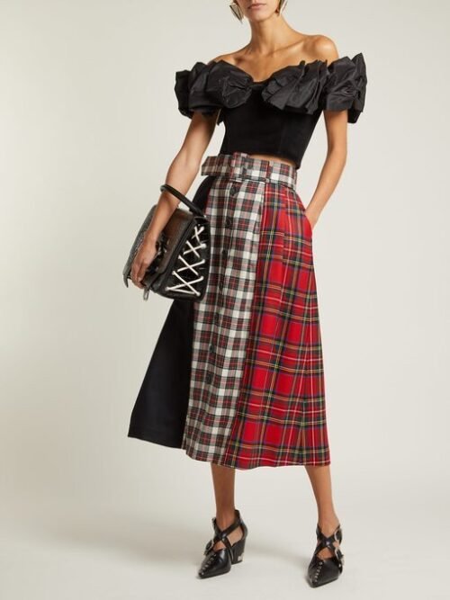 color poly Viscose Tartan Kilt Skirt