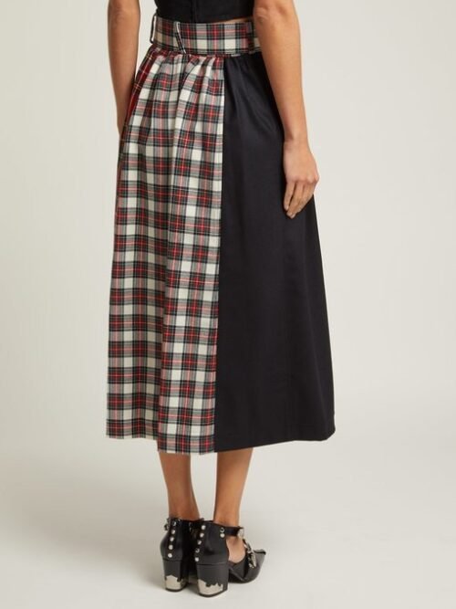 color poly Viscose Tartan Kilt Skirt