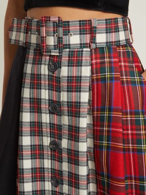 color poly Viscose Tartan Kilt Skirt