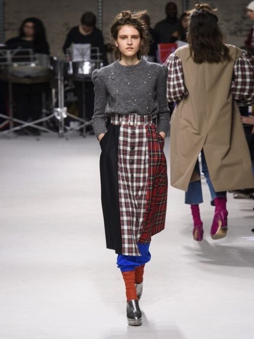 color poly Viscose Tartan Kilt Skirt