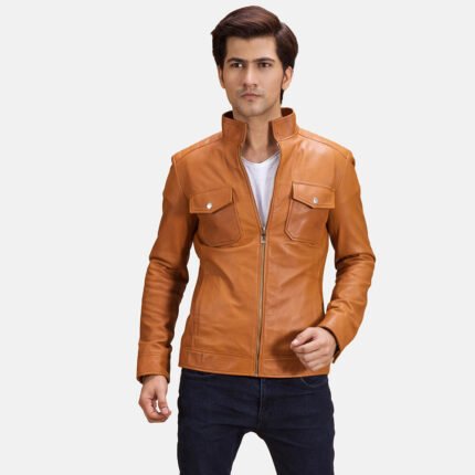 Mens Tan Brown Leather Jacket